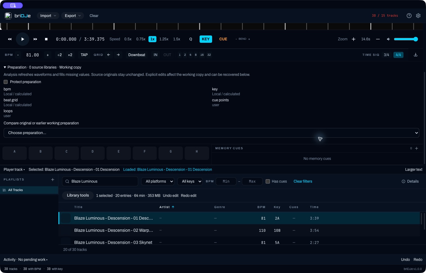 The Preparation section showing field origins, Protect preparation and the comparison dropdown with no earlier version selected